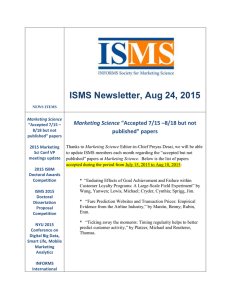 ISMS Newsletter August 24, 2015