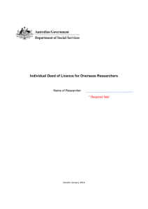 Individual Deed of Licence for Overseas Researchers