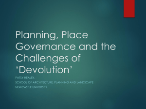 Planning, Place Governance and the Challenges of Devolution