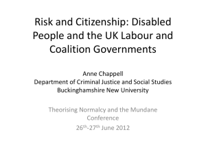 Reason, Risk and Citizenship: Disabled People and the UK Labour