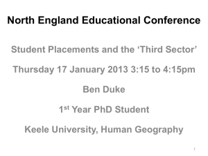 North England Educational Conference Student Placements and the