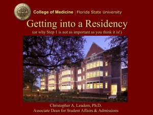 DSA Residency Talk - Florida State University College of Medicine