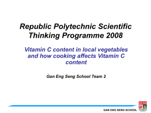 GAN ENG SENG SCHOOL Determining concentration of Vitamin C