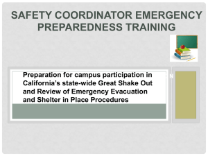 Safety Coordinator / Earthquake Preparedness Training