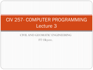 CIV 257- COMPUTER PROGRAMMING