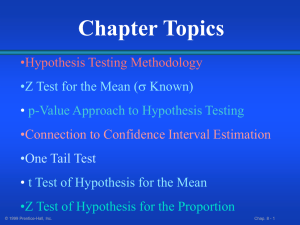Fundamentals Of Hypothesis Testing: One Sample Test