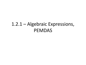 1.2.1 * Algebraic Expressions