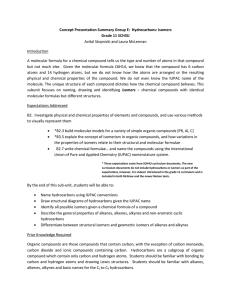 Concept Presentation Summary Group E: Hydrocarbons: Isomers