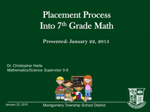 Placement Process Into Grade 7 Math
