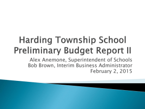 Harding Township School Preliminary Budget Report II