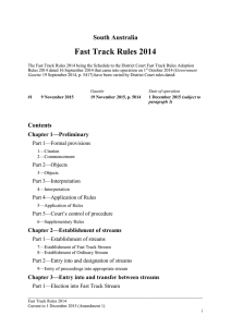 Fast Track Rules 2014 being the schedule for District Court Fast