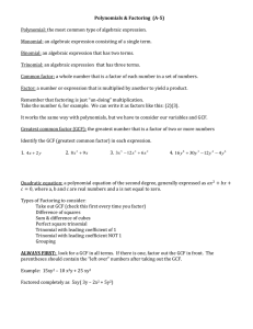 A5-Polynomials & Factoring