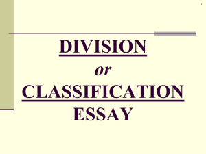 DIVISION or CLASSIFICATION ESSAY