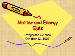 Matter and Energy Quiz