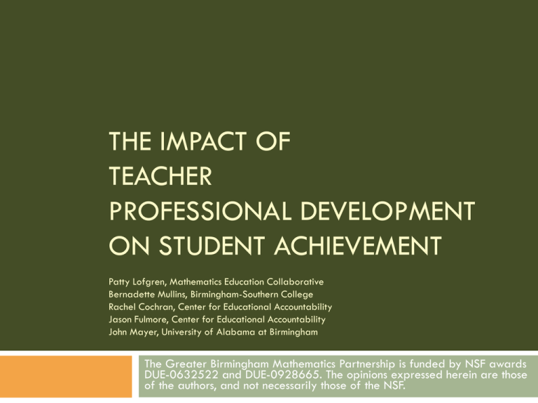 The Impact of Teacher Professional Development of Student