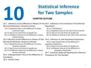 10- Statistical Inference for Two Samples
