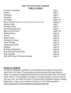 Poker Hill School Parent Handbook Table of Contents