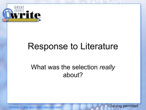 Response to Literature: What Was the Selection Really About?