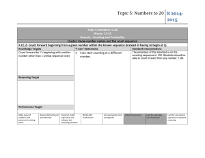 Topic 5: Numbers to 20