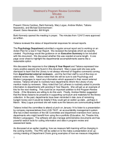 Westmont's Program Review Committee Minutes Jan. 9, 2014