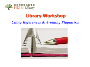 Citing References & Avoiding Plagiarism