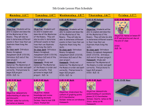 5th Grade Lesson Plan Schedule