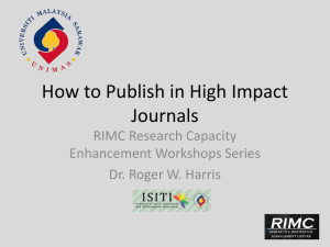 How to Publish in High Impact Journals