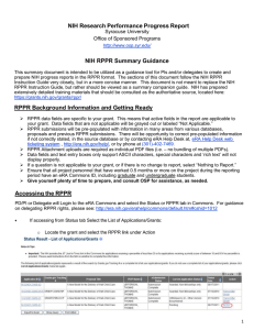 NIH RPPR Summary Guidance - Office of Sponsored Programs