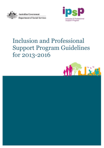 Inclusion and Professional Support Program Guidelines for 2013-2016