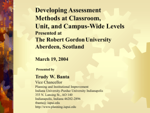 Developing assessment methods at classroom, unit and campus