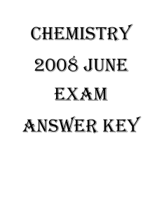 2008 Chemistry Exam Key