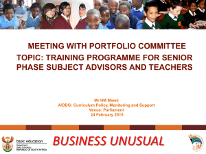 Training Programme for Senior Phase Subject Advisors & Teachers