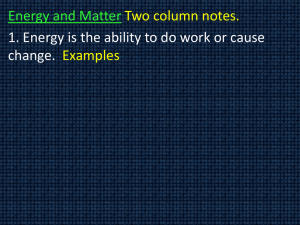 Energy and Matter - Science7Cottrell