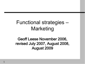 Functional strategies – Marketing