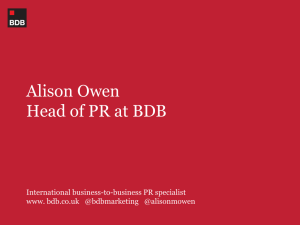 Alison Owen, BDB - What is PR?