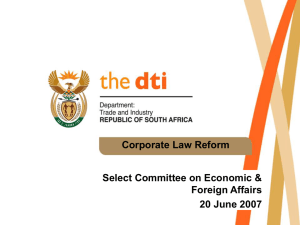 Corporate Law Reform: presentation by the Department of Trade