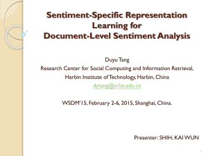 Sentiment-Specific Representation Learning for Document