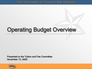 Operating Budget Overview  - The University of Texas at San