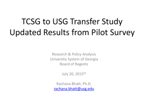 TCSG to USG Transfer Study Preliminary Results from Pilot Survey