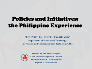 Policies and Initiatives: the Philippine Experience