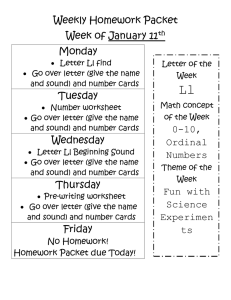 Homework week of January 11th