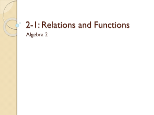 2-1: Relations and Functions