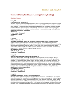 Literacy Teaching and Learning (formerly Reading)