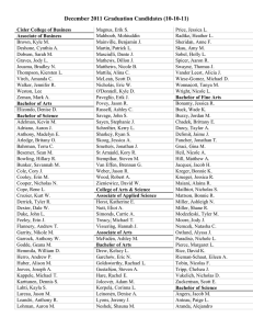 December 2011 Preliminary Graduation List