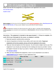 English 10 First Assignment - V