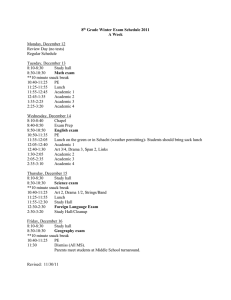 2011 Eighth grade Exam Schedule