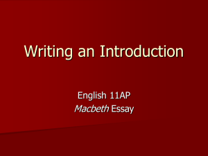 Writing an Introduction (Macbeth)