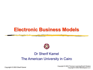 Electronic Business Models - The American University in Cairo