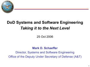 DoD SE Revitalization Update - Center for Software Engineering