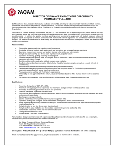 DIRECTOR OF FINANCE EMPLOYMENT OPPORTUNITY